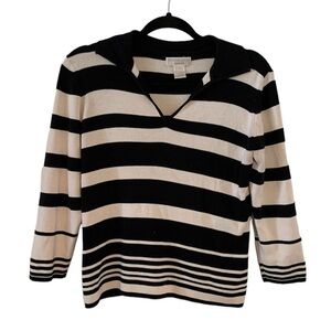 Worthington Collared Long Sleeved Striped Sweater